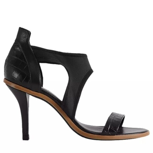 NEW Reiss Camille Embossed Leather & Neoprene Sandals - Picture 1 of 16